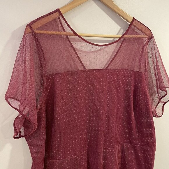 Penningtons 3X Knee Length Dress In Every Story Mauve Fit & Flare Sheer Overlay - Picture 3 of 12